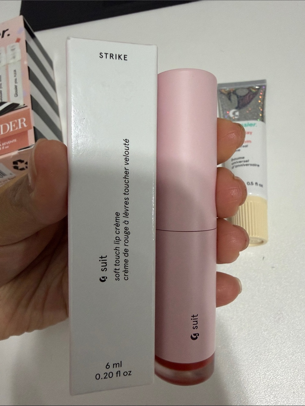 Glossier Bundle Lot Birthday Balm Suit Soft Touch Lip Crème Sephora Beauty Insid - Picture 3 of 5